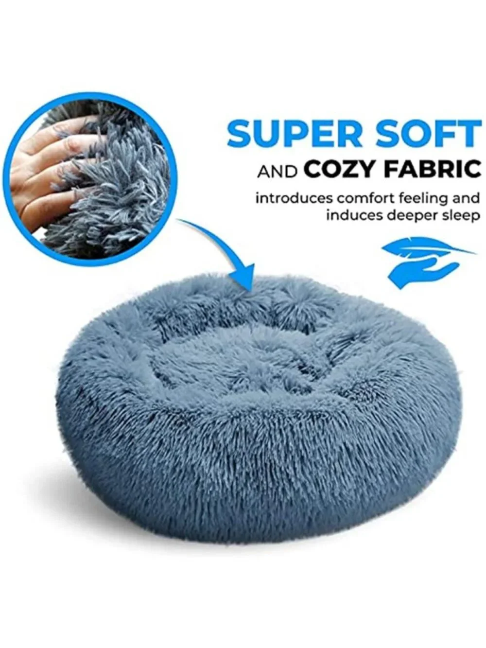 Calming Donut Dog Bed Plush Round Pet Bed Washable Anti Anxiety Cat Puppy Bed